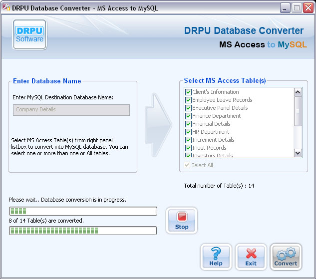 Database Converter For MS Access to MySQL Screenshot