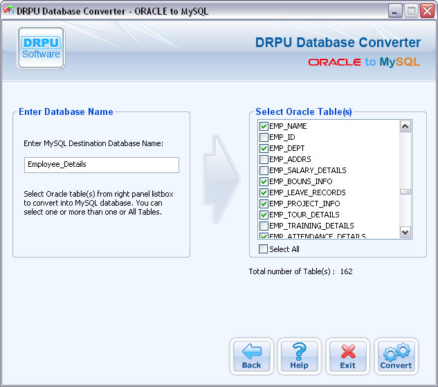 Database Converter for Oracle to MySQL Screenshot